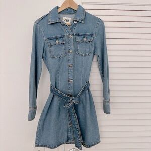 Long Sleeve Mini Denim Dress